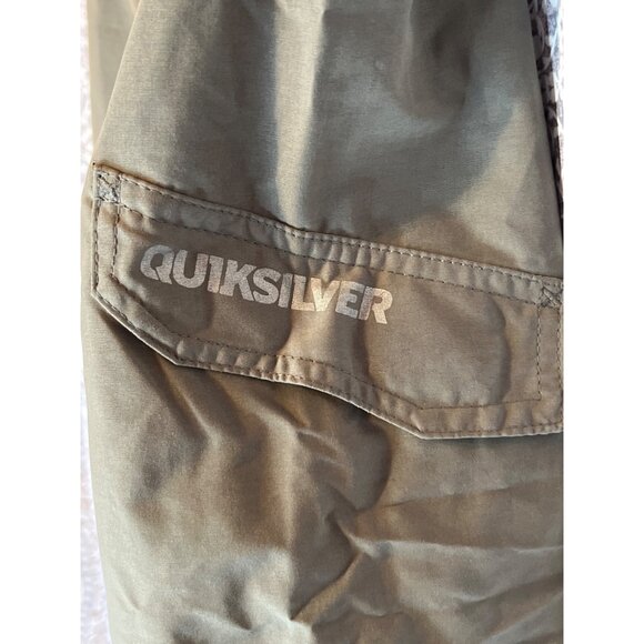 Quiksilver Mens Khaki Board Shorts Size 26 With Orange Drawstring & Pocket - Picture 9 of 13